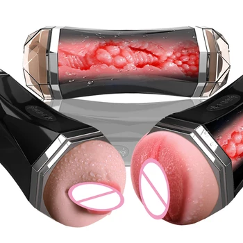 Sex Legetøj Voksen Vibrator Oral Onani-Cup Elektriske Skeden for Mænd Fisse Munden Dobbelt Hoved Pocket Pussy Mandlige