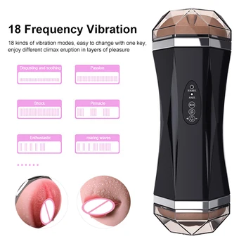 Sex Legetøj Voksen Vibrator Oral Onani-Cup Elektriske Skeden for Mænd Fisse Munden Dobbelt Hoved Pocket Pussy Mandlige