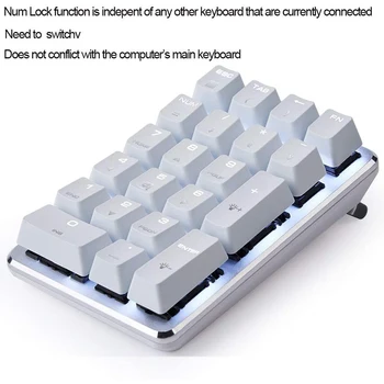 21 Nøgler Hvidt Baggrundsbelyst Mekanisk Numerisk Tastatur med Numpad Cherry Blue kontakter til Bærbare Desktop PC