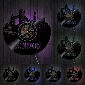 Londons Skyline Væg Kunst Vægur England London Bybilledet Vinylplade Vægur England Big Ben Natur, Rejser Gave Ur