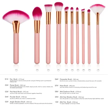 10stk Makeup Pensler Sæt Pink Håndtag Kvinder Foundation Make up Børste Skønhed Værktøjer Kit til Læbe Eye Liner maquiagem T10083
