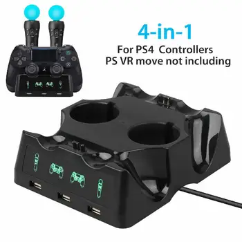 4-i-1 Controller Oplader Dock Station Står for Playstation PS4 PSVR VR Flytte Quad Charger til PlayStation-Controller