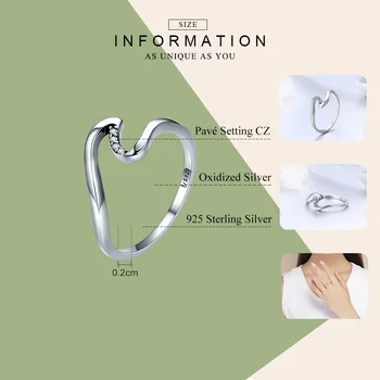 WOSTU 925 Sterling Sølv Bølge Finger Ringe til Kvinder, Bryllup, Engagement Party Sterling Sølv Smykker Gave CQR378
