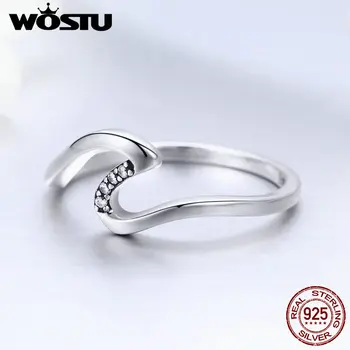 WOSTU 925 Sterling Sølv Bølge Finger Ringe til Kvinder, Bryllup, Engagement Party Sterling Sølv Smykker Gave CQR378