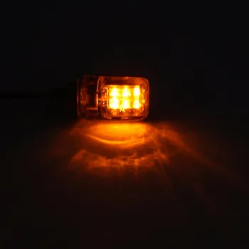 Mayitr 2stk 6LED Motorcykel Mini blinklys Lys Blinker kontrollampen Amber 2 wire Sort Shell Integreret Klar Linse
