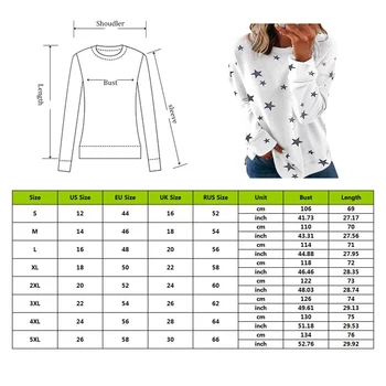 Kvinder Bluser Plus Size Fashion Lange Ærmer Turn Down Krave Office-Shirt Fritid Bluse Shirt Casual Stjerne Print Bluse