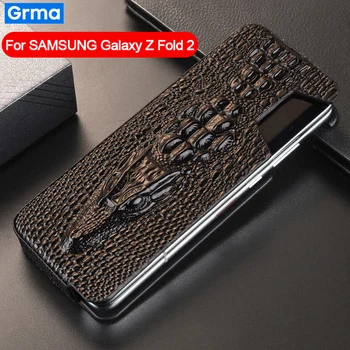 Grma Nye Originale Luksus Ægte Læder bagcover Til Samsung Galaxy Z Fold2 Fold 2-Mappe 2 5G Sag Foran og bagpå Telefonen Sag