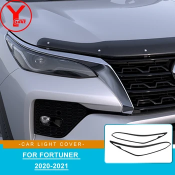 YCSUNZ Sort Bil Forlygte Dække Hoved Lampe Foran Lys Trim Dække Udvendigt Tilbehør Til Toyota Fortuner Sw4 2020 2021