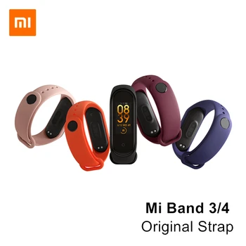 Original Xiaomi Mi-Band 4 5 Håndledsrem TPU Sort Orange Pink Blå Vin-rød Armbånd til Xiaomi Miband 3 4 5 NFC Smart Armbånd