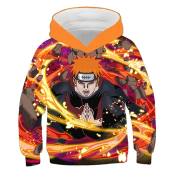 4-14Yrs Payne Naruto Hætte Sweatshirt Drenge Efterår Lange Ærmer Harajuku Uchiha Sasuke Tøj 3D-Coat 2020 Nye fashion Hættetrøjer