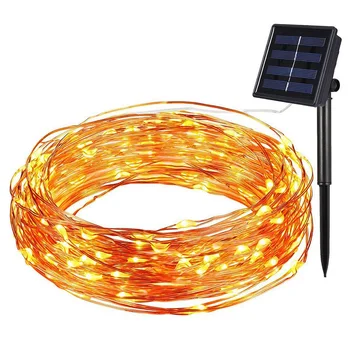 Solar Powered Guirlander 5M 10M kobbertråd LED String Lys Fe Lys Jul Haven LED-Lampe Ferie Dekoration Bryllup