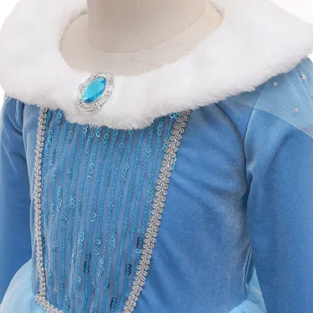 Piger, Klæd dig på til Vinter Børn Snow Queen Elsa Kostume Sequined Aftagelig Kappe Pige Bryllup Tøj Halloween Prinsesse Kjole
