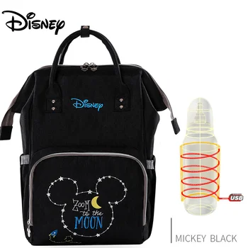 Disney 2020 Mickey Ble Poser Mumie Taske Stor Kapacitet Baby Flaske opbevaringspose Oxford Klud USB-Isolering Bag Baby Care Taske