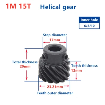 Brugerdefineret spiralformede tænder 1Mod 15 tænder T spiral gear forskudt 45 graders skrueformet gear stål gear for cnc-rack gear cnc-pinion