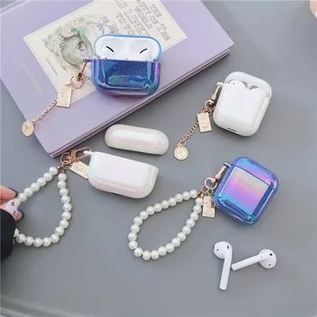 3D Glitter Perle Armbånd etui til Airpods Rainbow Hovedtelefon Øretelefon Sag for Apple Airpods 1 2 Pro Cover med Nøglering