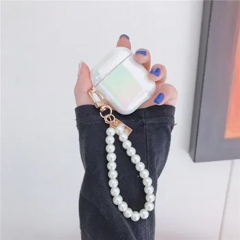 3D Glitter Perle Armbånd etui til Airpods Rainbow Hovedtelefon Øretelefon Sag for Apple Airpods 1 2 Pro Cover med Nøglering