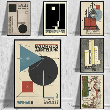 Bauhaus-Ausstellung 1923 Weimer Udstilling Plakat og Print på Lærred Maleri på Væg Kunst Billede for Hjem Cuadros Dekoration