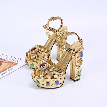 Sommeren Læder kvinders sandaler 2020 guld romersk gladiator sandaler-pladsen hæl sandles kvinder platform sandaler sko