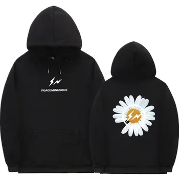 Bigbang Gdragon Hættetrøjer Peaceminusone Hoodie GD Peaceminusone Sweatshirts Daisy Logo Print Pullovere Hip hop, Street Wear mænd