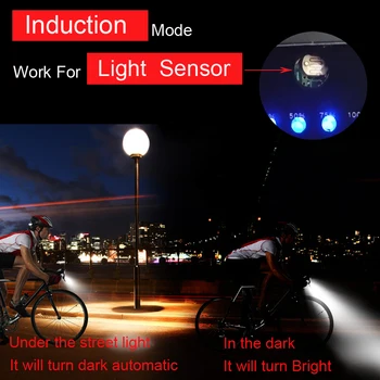 2000/4000mAh Smart Induktion Cykel Foran Lys Kit, USB-Genopladelige LED-Baglygte Og Forlygte Med Horn Lommelygte Til Cykel