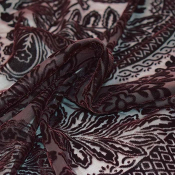 Mørk rød Kinesisk enkianthus udbrændte fløjl stof til kjole ткань хлопок ткани bazin riche getzner afrikanske фатин tissu telas