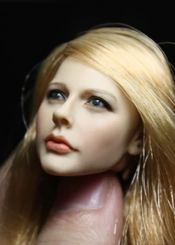På lager 1/6 skala KUMIK 13-12 Avril Lavigne Action Figur hoved-model med blonde hår for12 tommer kvindelige krop