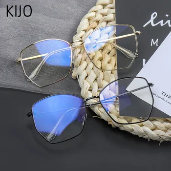 Uregelmæssig gennemsigtige firkantede solbriller blå lys damer mode kvalitet polygon damer retro metal udendørs kvindelige solbriller U