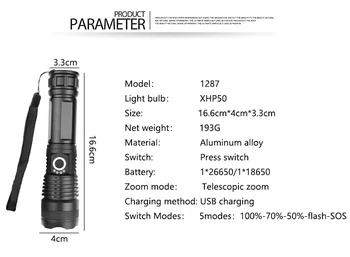 Super Lyse XHP90 LED Lommelygte USB-Genopladelige Taktisk Lommelygte Torch Bruge 18650 Batteri Zoomable Hånd Lys Vandtæt