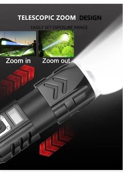 Super Lyse XHP90 LED Lommelygte USB-Genopladelige Taktisk Lommelygte Torch Bruge 18650 Batteri Zoomable Hånd Lys Vandtæt