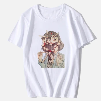 2021 Sommeren Korte Ærmer Print Mænd er T-shirts Sort O-Hals Løs Mandlige T-shirt Japansk Tegnefilm Casual Streetwear Mand Toppe