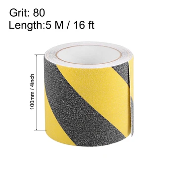 Uxcell Anti-Slip Greb Tape 80 Grit Matteret Overflade PVC Advarsel Båndet Vandtæt for Trin, 16 M x 4 Tommer Sort Gul