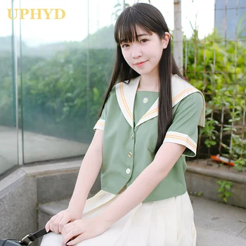 Hot Nye Mode 2021 Grønne Middel Høj Skole Pige Uniform Dejlige Preppy Stil Japanske Piger Sømand Uniformer
