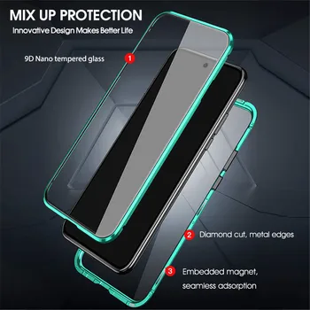 For Xiaomi Redmi Bemærk 9s 9 Pro Max antal Magnetiske Tilfælde 360 dobbelt-sidet Hærdet Glas Tilfælde Redmi Bemærk 9S Note9s Metal Bumper Case