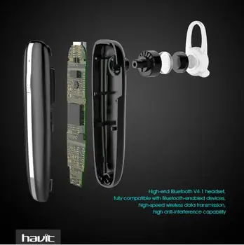 HAVIT Bluetooth Hovedtelefon 4.1 Bluetooth Øretelefoner 13 Timer Ringer Tid Headset Forretning Enkelt Trådløse Høretelefoner med Mikrofon
