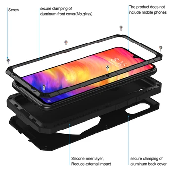 For Xiaomi Mi Redmi K20 Telefonen Sag Hårdt Aluminium Metal Hærdet Glas Skærm Protektor Tunge Dækning For Redmi Note 7 8 Pro