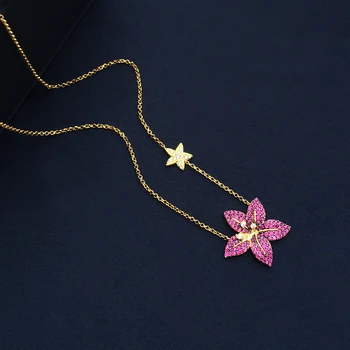 Cheny s925 sterling sølv juni nye tropiske ferie vind, sol lilla blomst vandmænd halskæde kvindelige mode sweater kæde