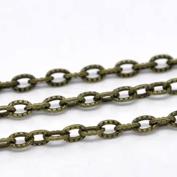 8Seasons Strygejern Baseret Legering Åbne Tekstureret Link Kabel Kæde Resultater Antik Bronze Farve Vintage Smykker 4.5x3mm(1/8