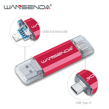 WANSENDA 3 i 1 OTG Pendrive USB3.0 & Type-C & Mikro-USB-Flash-Drev, 32GB, 64GB 128GB 256 GB 512 GB USB-OTG-USB-Stick Flash-Drev