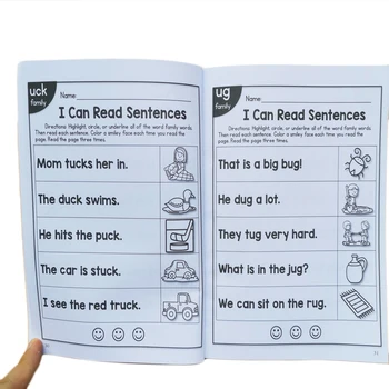113 Sider Engelske Rødder Pædagogiske Phonice Book Børn Hukommelse Spil Simple Sætninger, Jeg Kan Læse Uddannelse Øve Bog