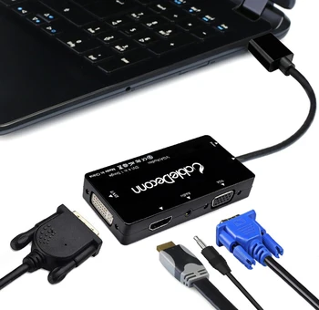 Ny 4 in1 HDMI-kompatibel Splitter til VGA DVI Audio-Video-Kabel Multiport Adapter Konverter til PS3 HDTV-Skærm til Bærbar