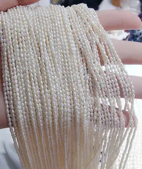 Engros-2STK DIY Smykker at Gøre Naturlige hvide Ferskvand uregelmæssig Perle Perler Beaded 3-4mm Gave