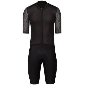 2021 Nye Cykling Skinsuit Sommeren cyklus body MTB Hele sort bikespeedsuit med 9d gel pad CoolMax Tuta i silikone