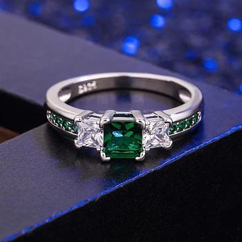 Sølv 925 Smykker Ringe Til Kvinder 925 Sterling Sølv Safir, Smaragd-Ædelsten Ring Bryllup Engagement Fine Smykker Engros