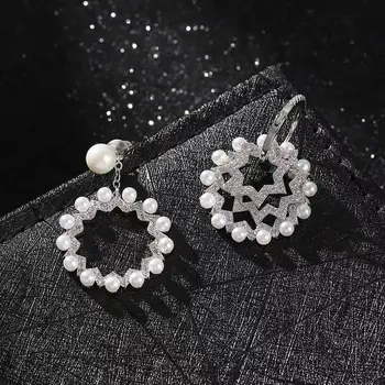 Solsikke gear kombination asymmetrisk øreringe elegante damer, perler øre smykker i HØJ KVALITET