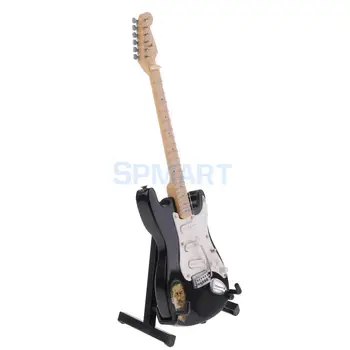 1/6 Skala Træ-El-Guitar Model dukkehus Miniature Musical Instrument til Action Figurer, Tilbehør, Indretning