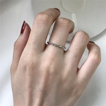 RUIYI koreanske Ægte 925 Sterling Sølv Ringe Vintage Stil Vridning Væver Enkelhed Ringe Til Kvinder-Elskere Udsøgt Gave Smykker