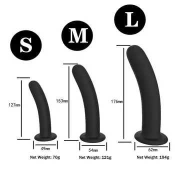 Mini Glat Silikone Dildo Anal Plug Sort Silikone Massageapparat med sugekop Vandtæt Klitoris Masturbator Voksen Sex Legetøj