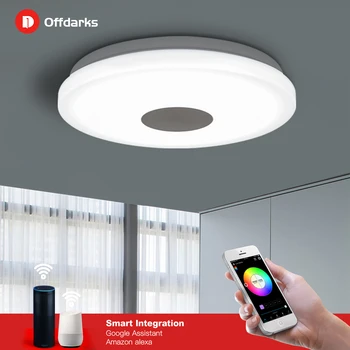 OFFDARKS Smart Moderne Loft Lys wifi stemmestyring Egnet til opholdsstue, soveværelse køkken, dæmpning farve LED loft lampe