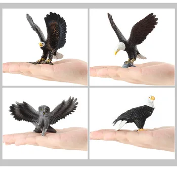 Sæt 4STK Emulational Fugl Legetøj Solid Model Eagle Vilde Dyr Hawk Owl Toy Tal Børn, Play Kit Gaver Dekoration Pynt