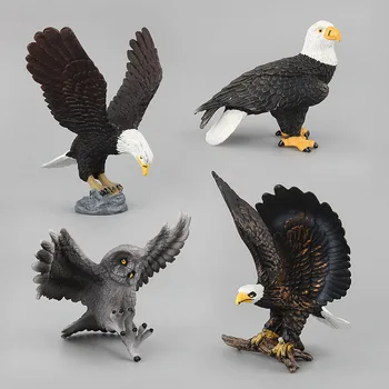 Sæt 4STK Emulational Fugl Legetøj Solid Model Eagle Vilde Dyr Hawk Owl Toy Tal Børn, Play Kit Gaver Dekoration Pynt